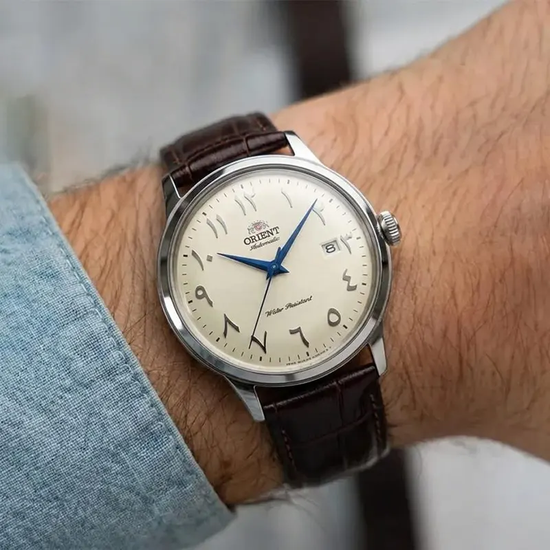 Orient Bambino Version 2 Arabic Champagne Dial Men's Watch- RA-AC0039Y